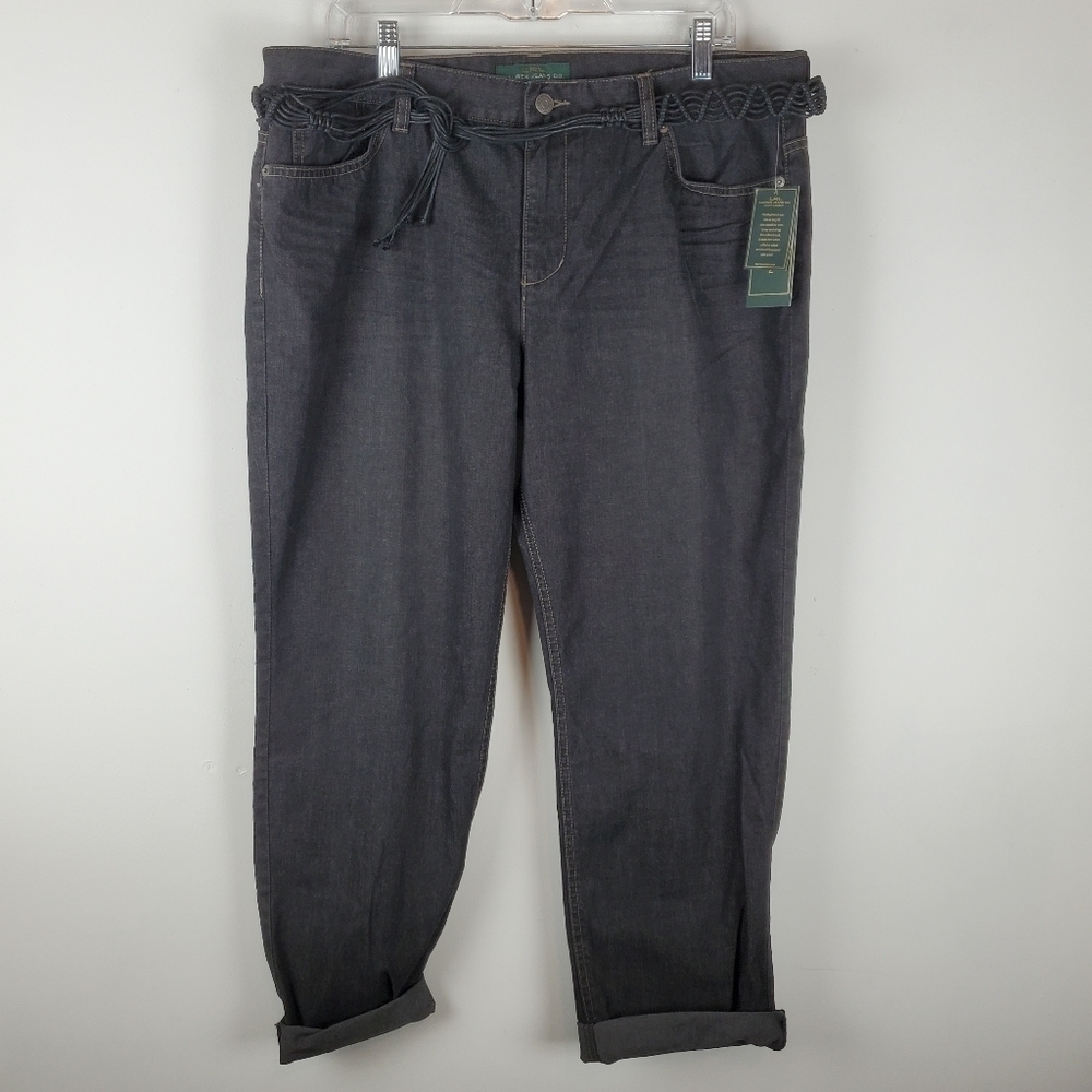 Lauren Ralph Lauren Jeans Womens 14 Boyfriend Fit Black‎ Belt Grunge Classic New